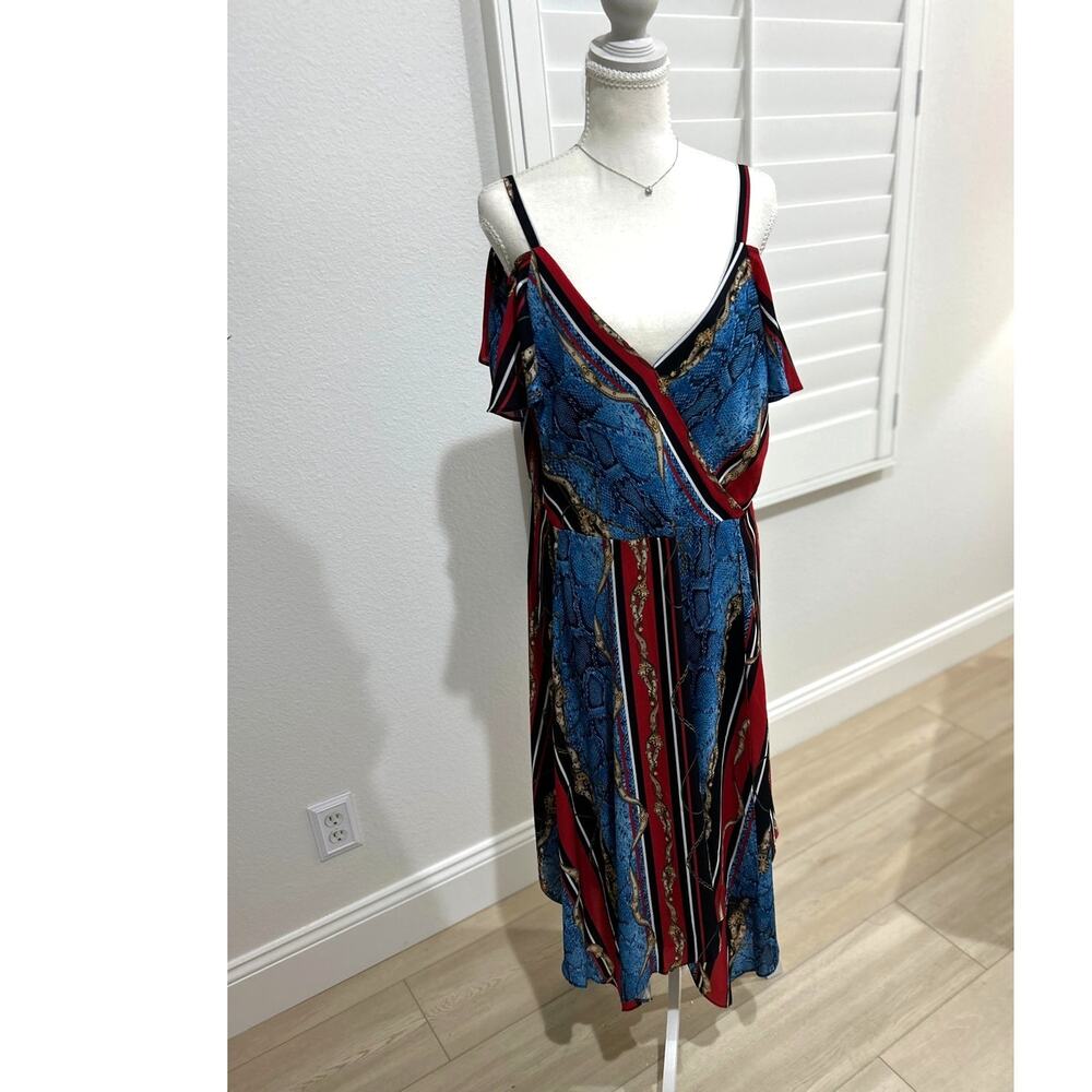 international concepts multi color asymmetrical hem dress size 16